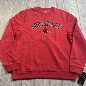 Louisville Cardinals Crewneck Sweatshirt Men’s L Red Spellout Logo Captivating